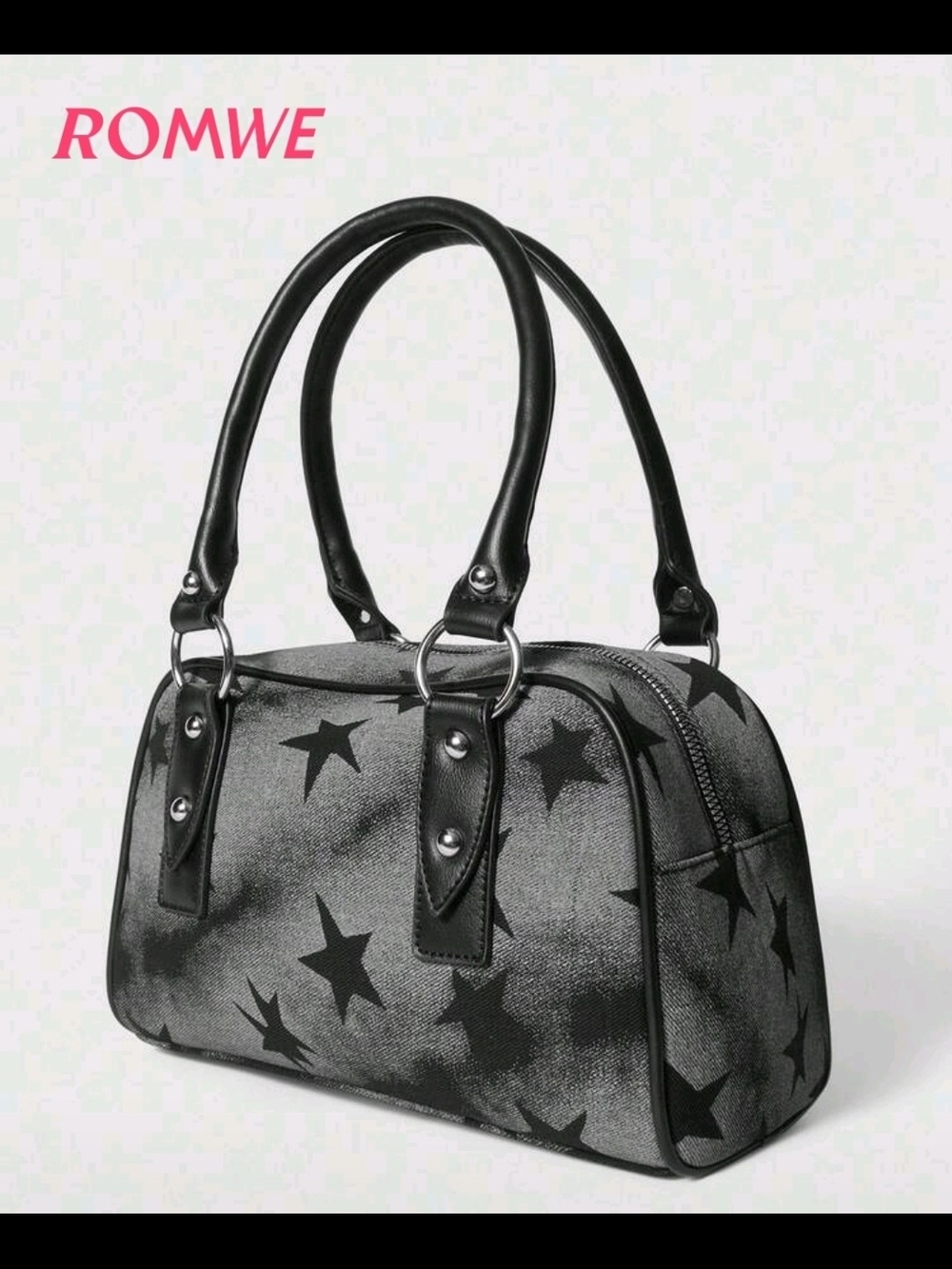 ROMWE Black Star Print Dome Satchel